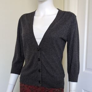Willow Bay Cardigan V-neck Heathered Gray ¾Sleeve 4Button SzSm 6-8 Like New